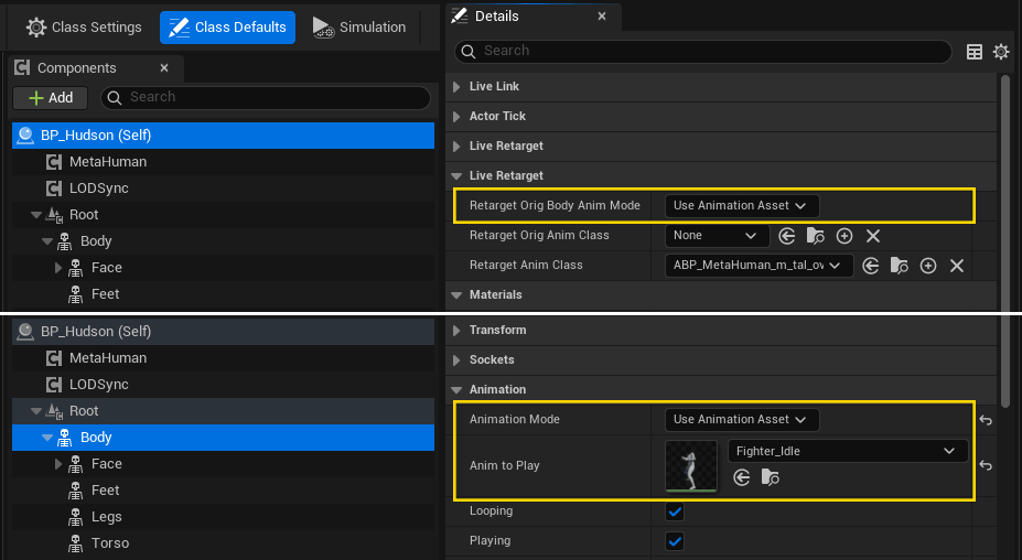 Preview a retargeted animation on a MetaHuman character