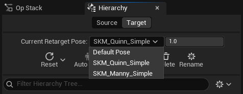 The Retarget Pose for each target Skeletal Mesh