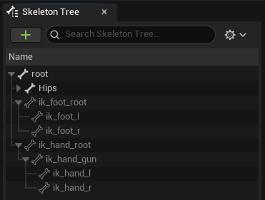 The Root Bone added to the Mixamo skeleton